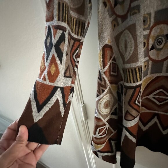 Orange Fashion Village Geometric Print Long Sleeve Tunic Top S/M - Picture 7 of 12